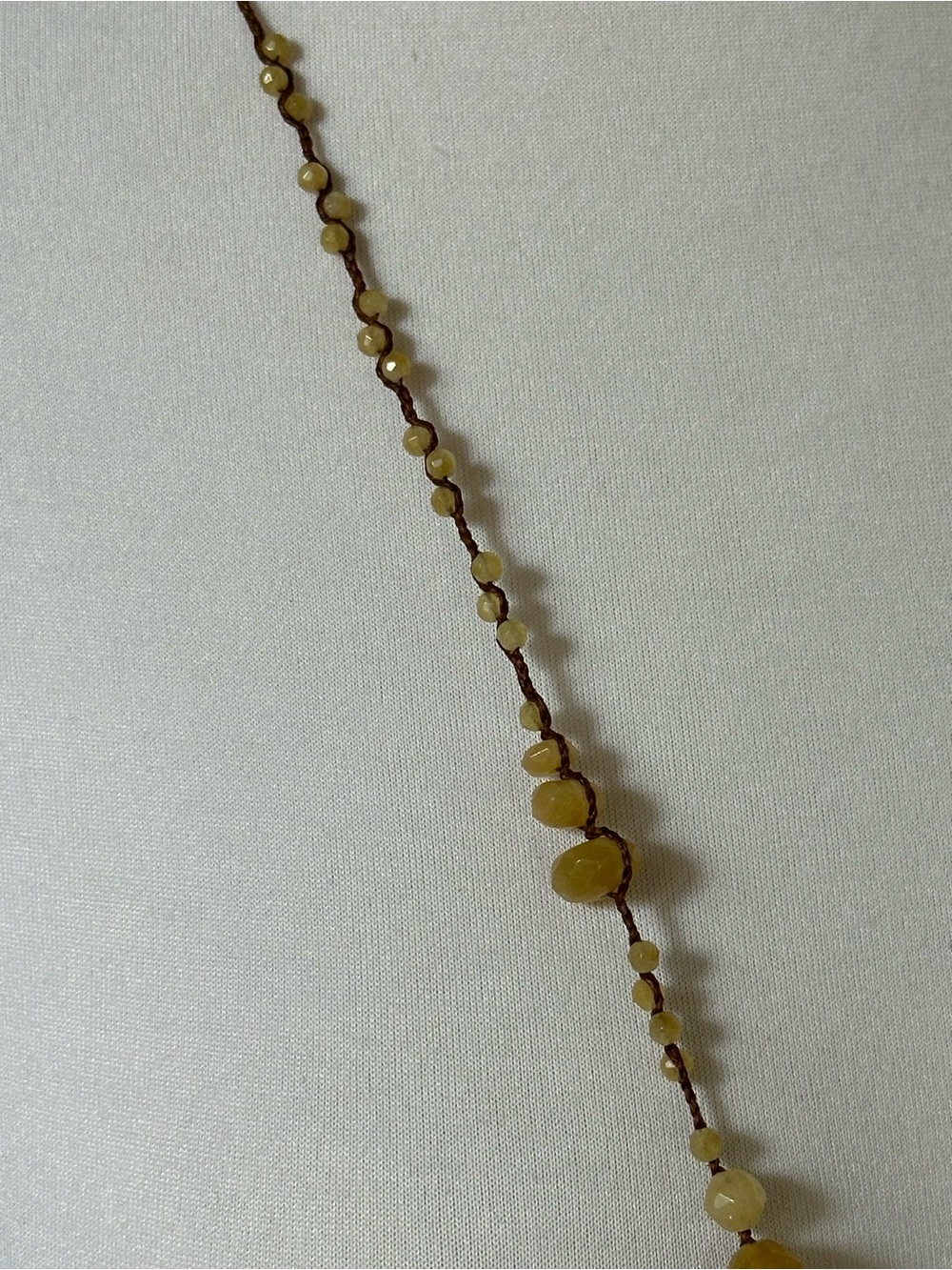 Chan Luu 925 Sterling Silver Yellow Stone Beaded Macrame 43" Long Necklace Fairy - Picture 7 of 7